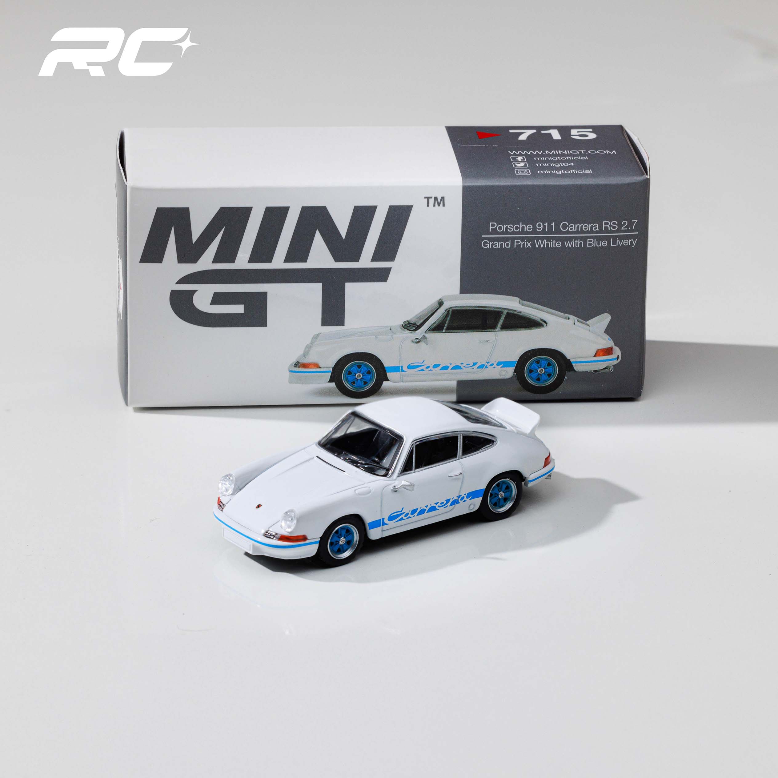Porsche 911 Carrera RS 2.7 Grand Prix White with Blue Livery – RC