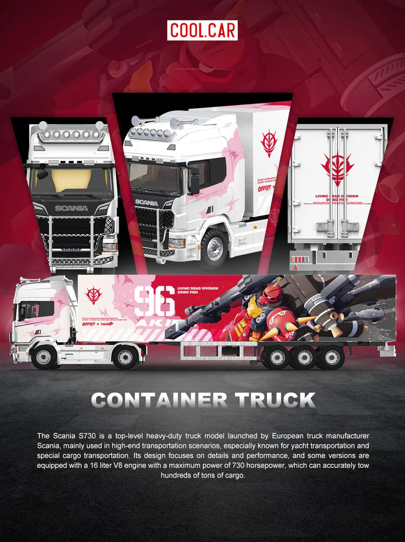 CoolCar 1:64 Scania container truck pink mecha paint simulation