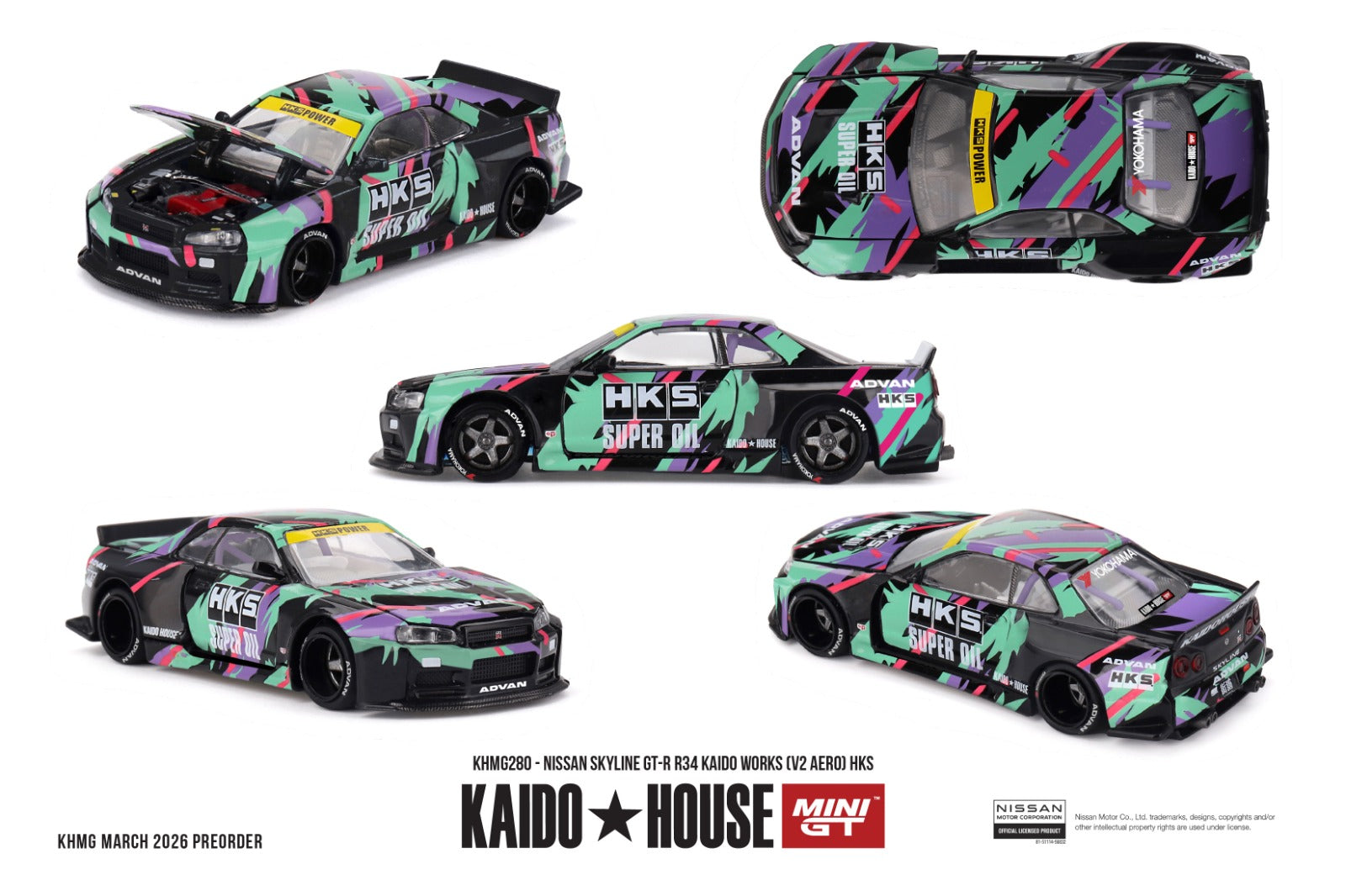 KAIDO HOUSE X MINI GT 1/64 Nissan Skyline GT-R R34 Kaido Works (V2