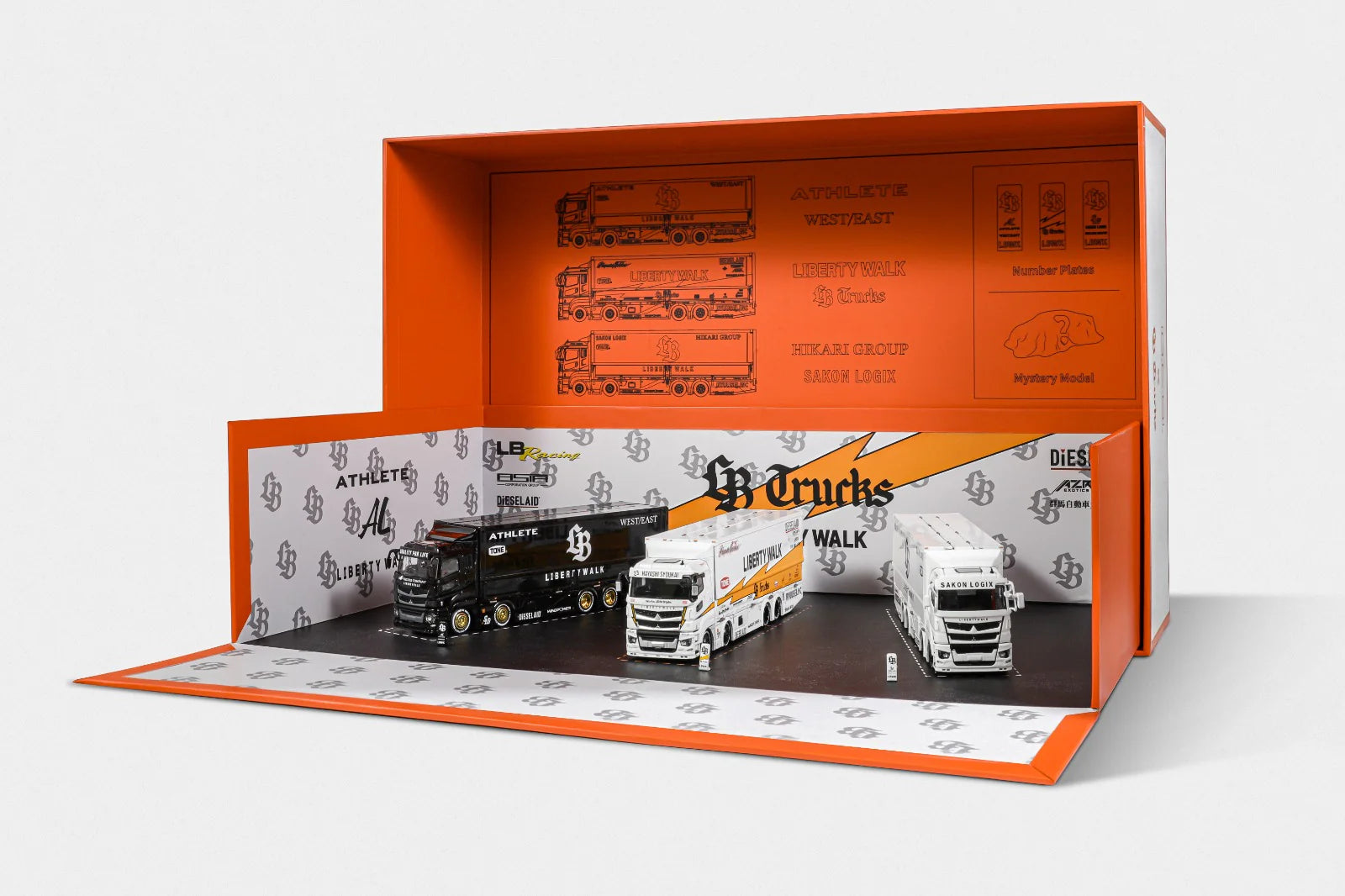 MITSUBISHI FUSO ミニカー3台セット GCD 1:64 Mitsubishi Fuso Super Great Transport LBWK 3 trucks set