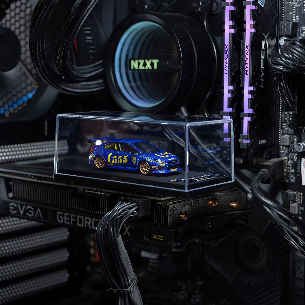 MINI STATION 1:64 WRX STI RALLY 555 LIVERY BLUE