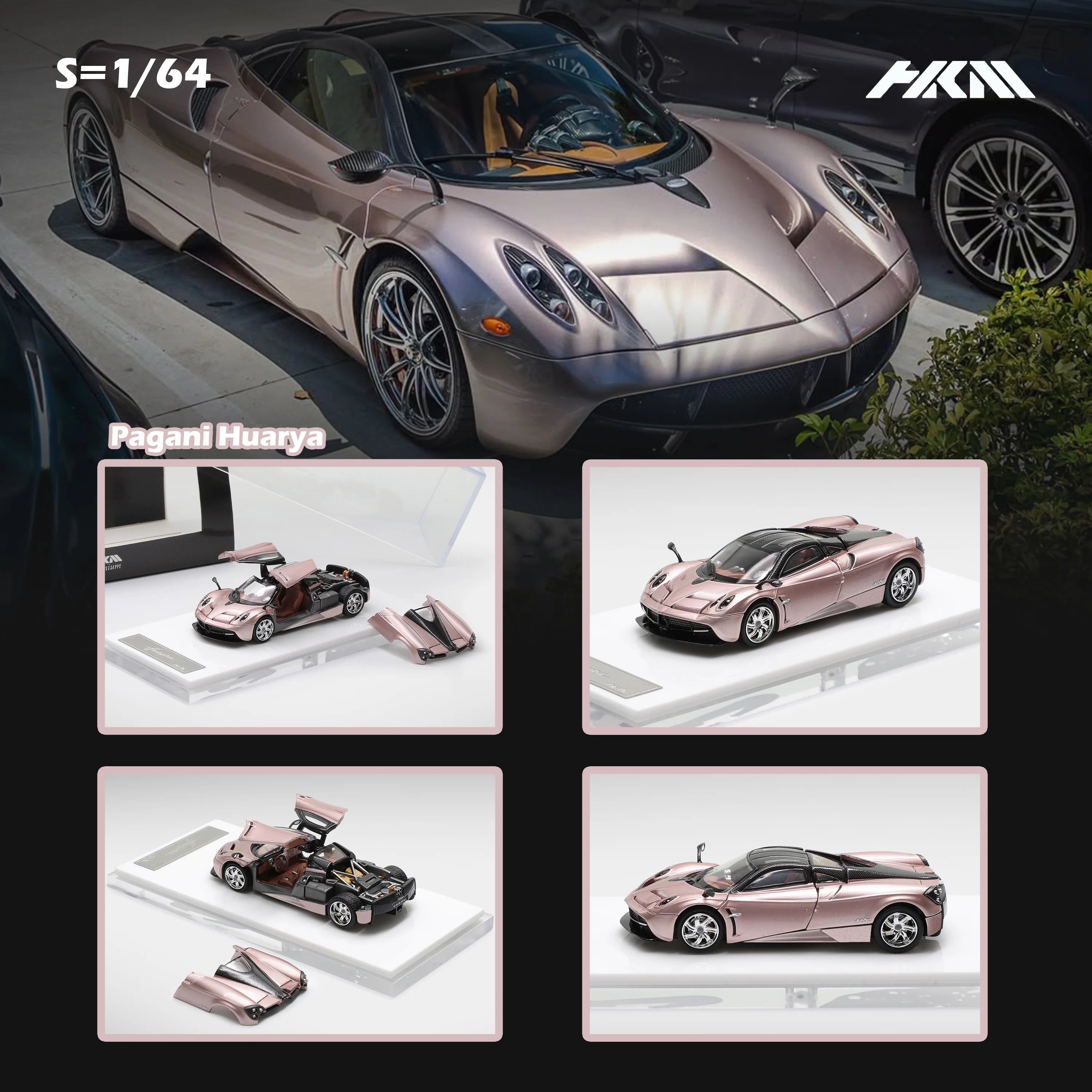 HKM Premium 1:64 Alloy Model ! Huayra Coupe 2014 Rose Gold