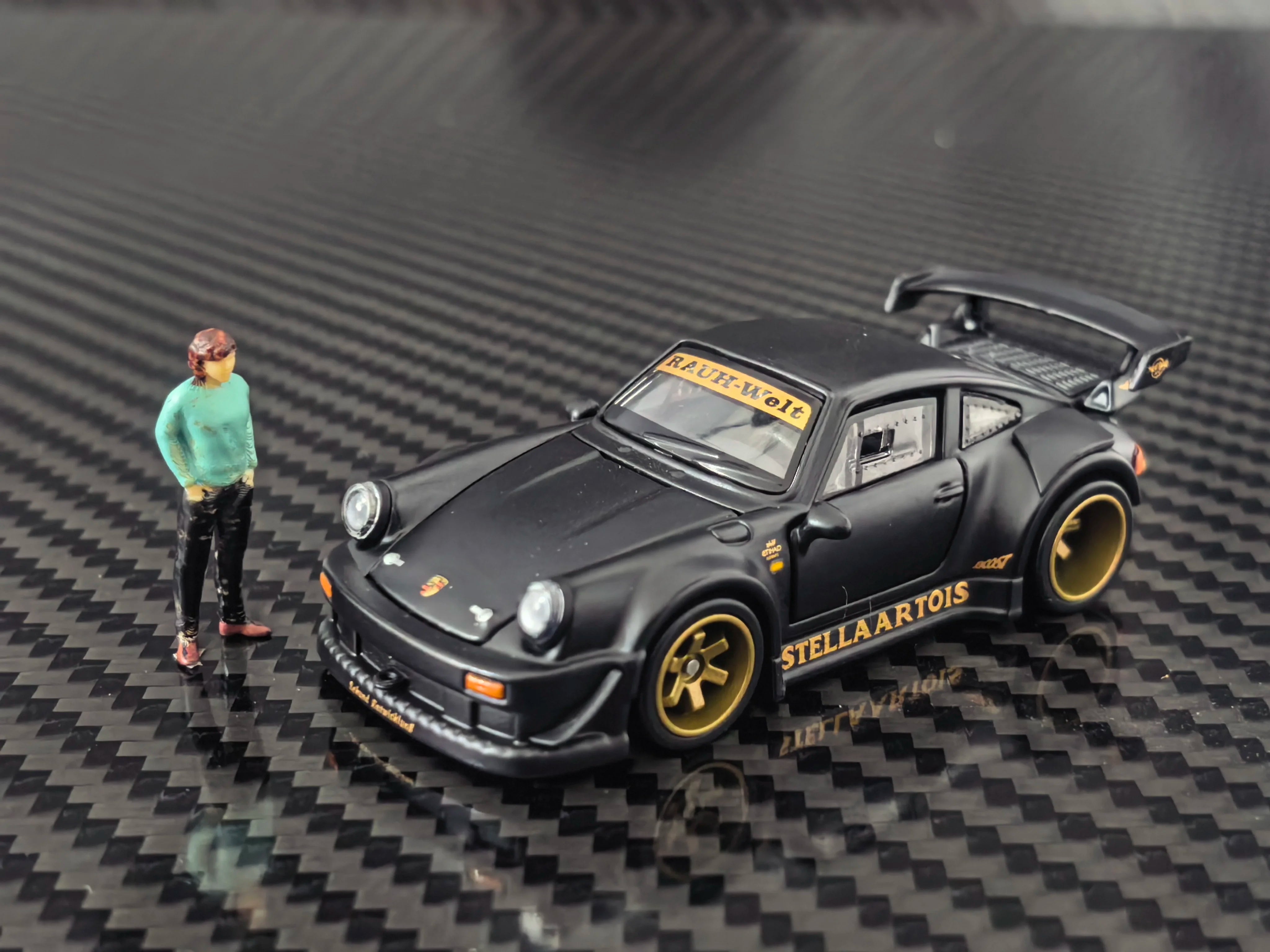 HG64 x FG Model 1:64 Custom Edition RWB 930 Stella Artois Matte Black Livery Limited to 1999