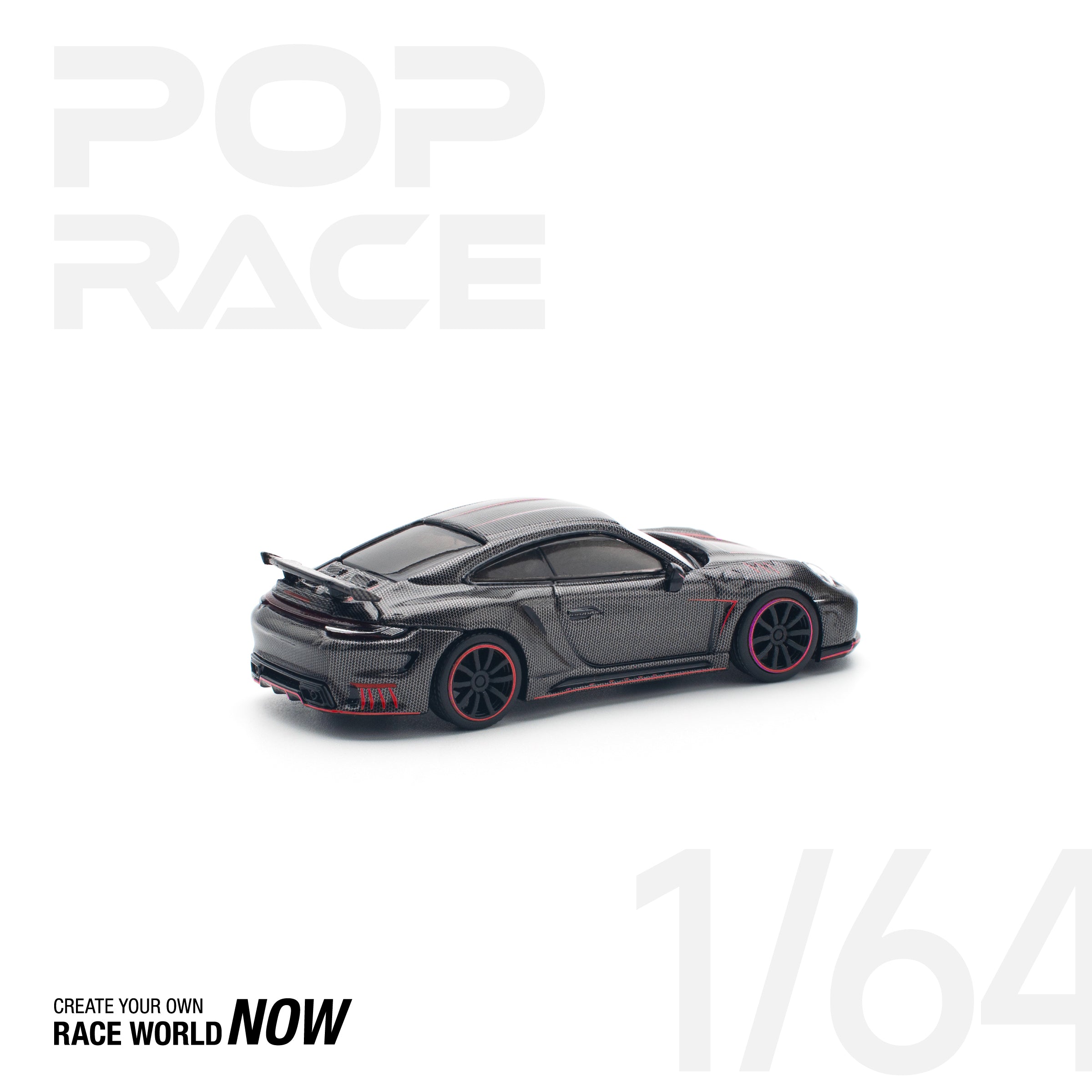 POP RACE 1:64 Porsche Stinger 992 Carbon Edition (Red Line) - PR640192
