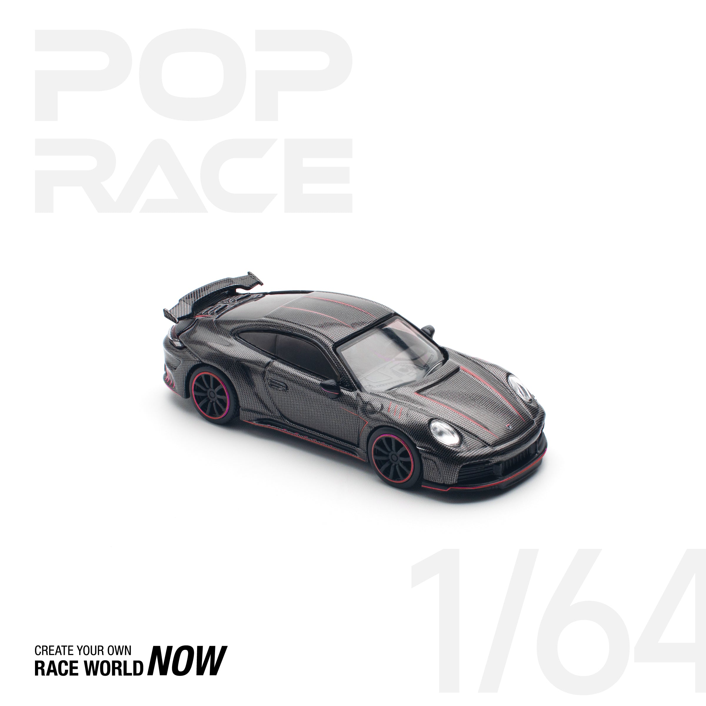 POP RACE 1:64 Porsche Stinger 992 Carbon Edition (Red Line) - PR640192