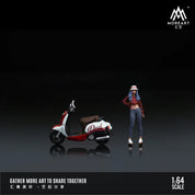 MOREART 1:64 VINTAGE SCOOTER WHITE AND RED FASHION FEMALE DOLL SET RESIN MODEL