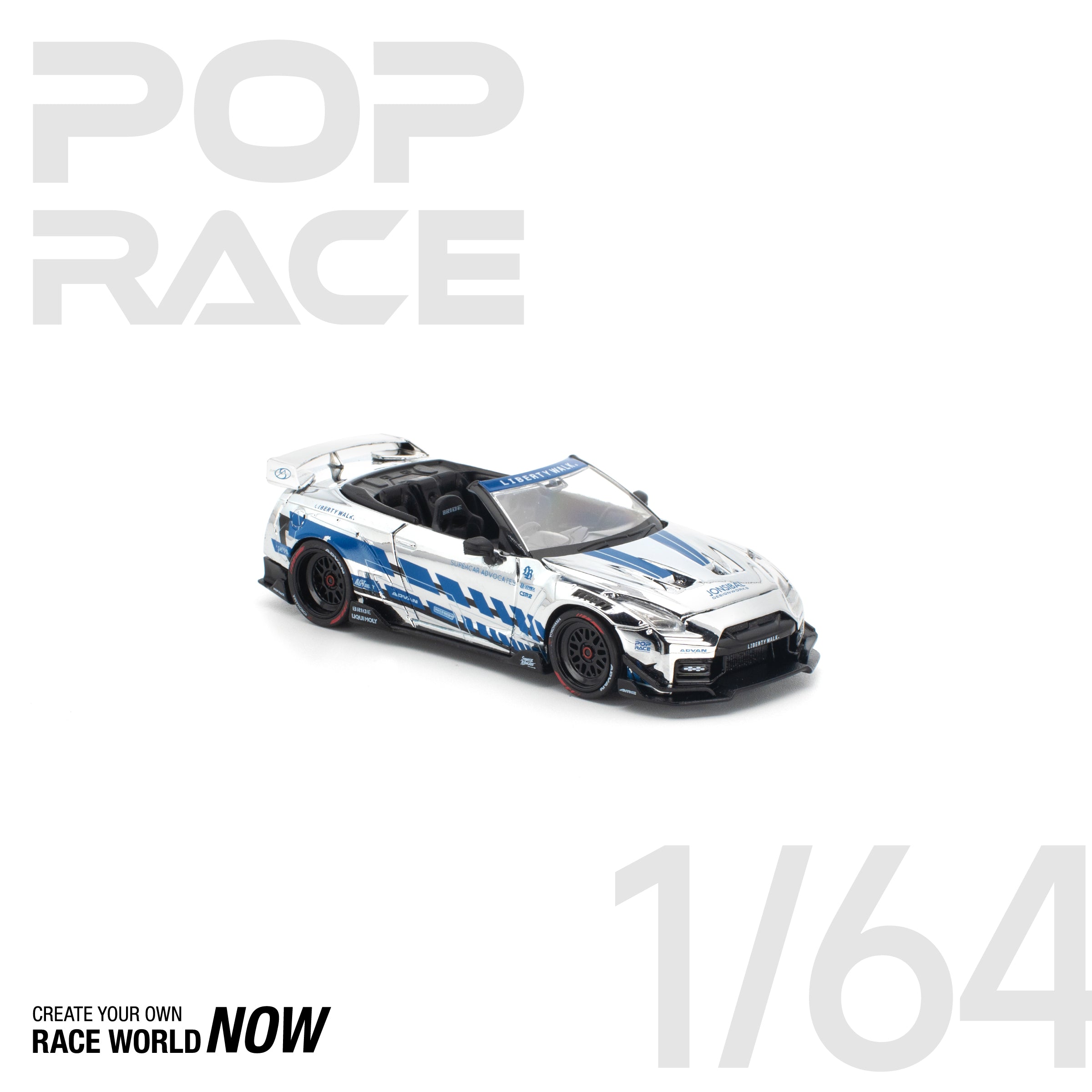 POP RACE 1/64 - LB-WORKS 35GT-R FINAL EDITION SILVER CHROME