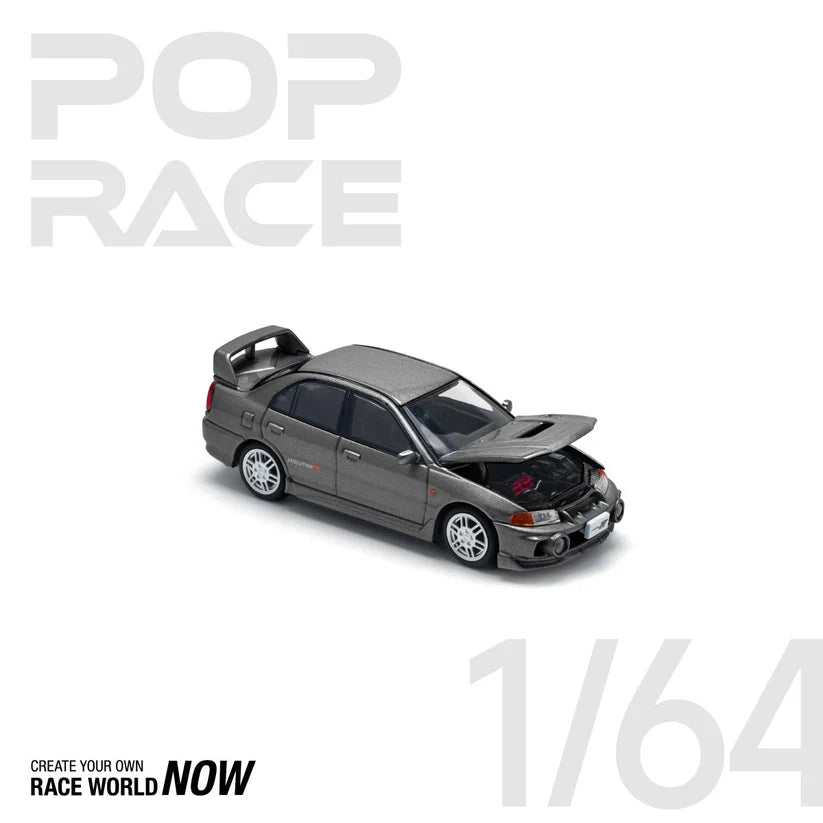 POP RACE 1:64 MITSUBISHI LANCER EVOLUTION IV DARK GREY - PRE ORDER