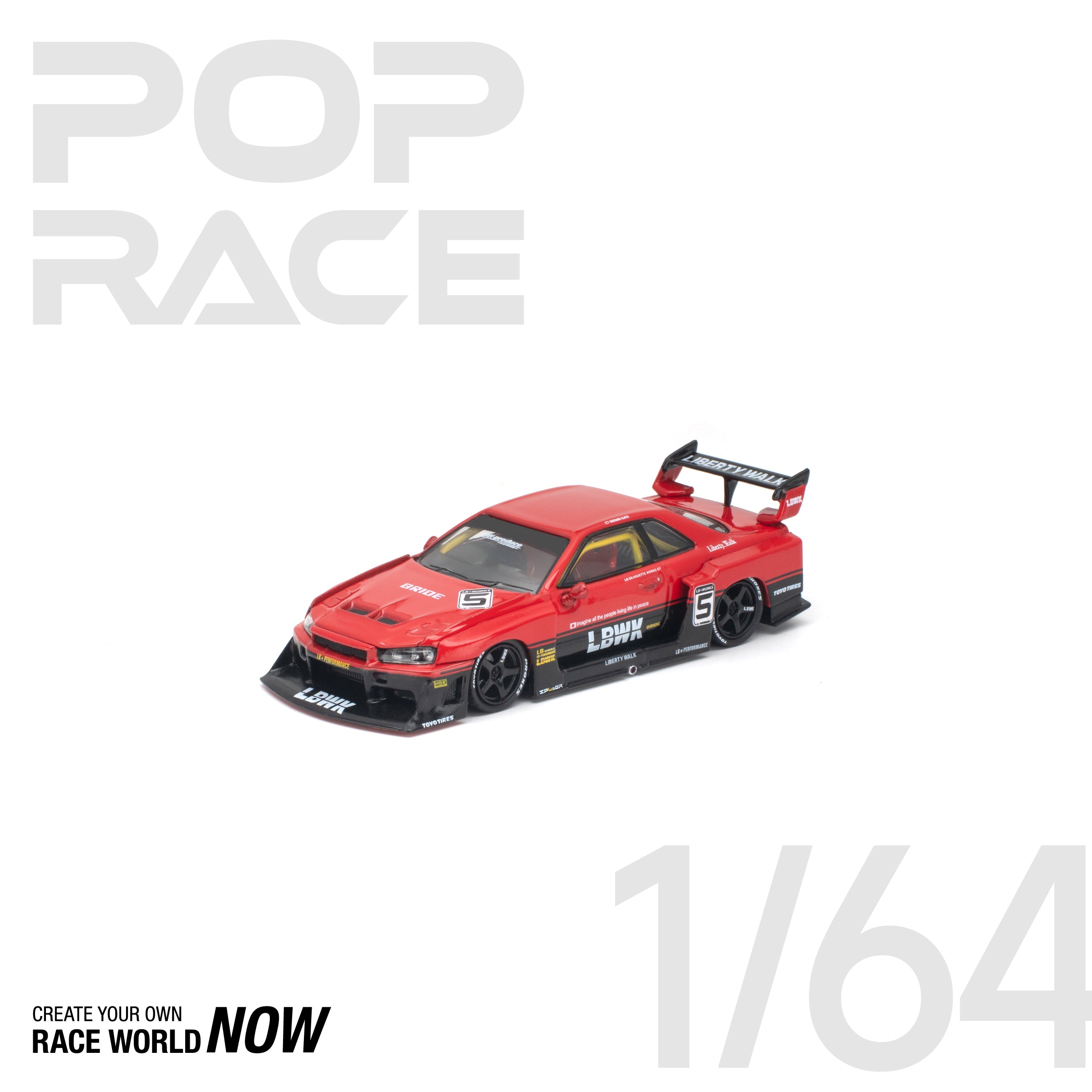 POP RACE 1/64 - LB-ER34 SUPER SILHOUETTE RED NEW TOOLING