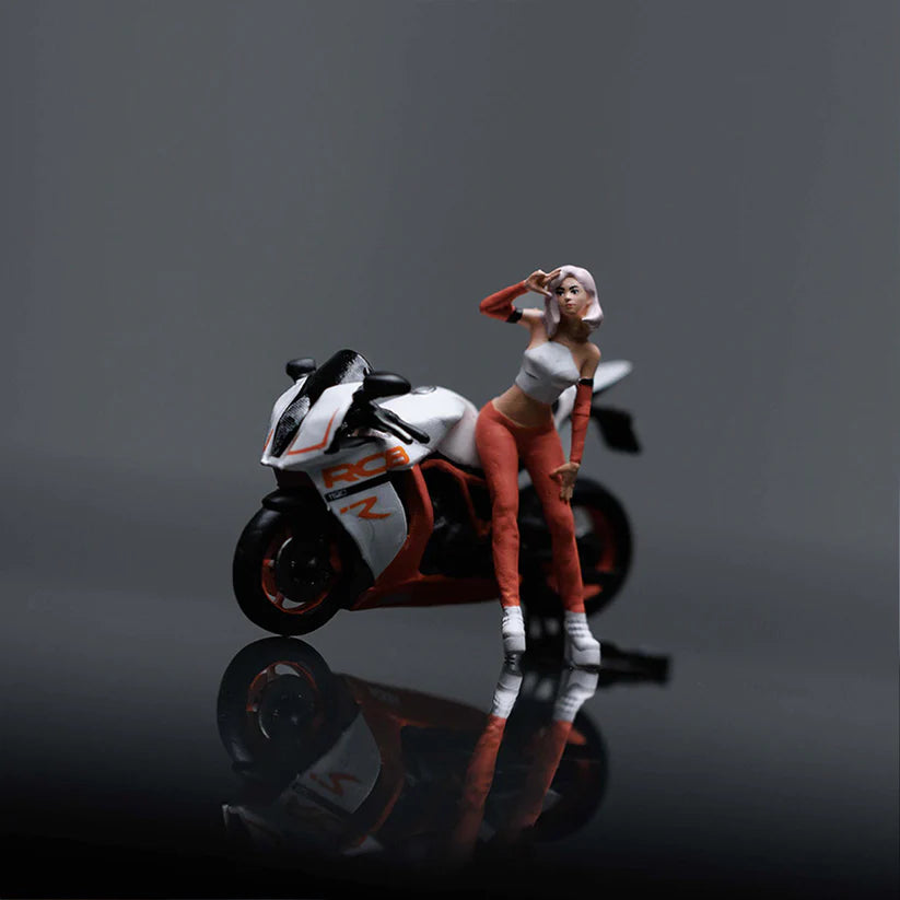MOREART 1:64 KTM1190 MOTORCYCLE ACTION FIGURE SET – WHITE ORANGE