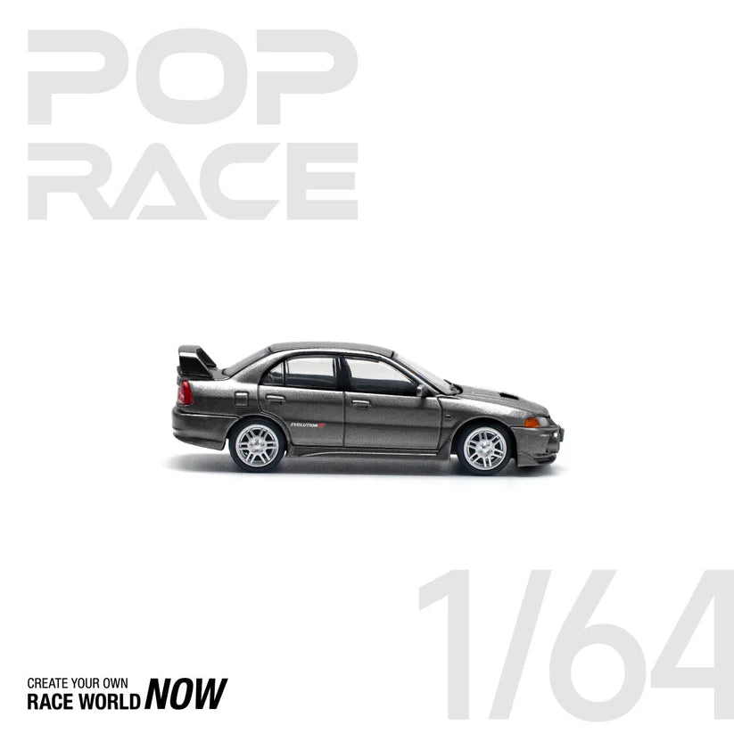 POP RACE 1:64 MITSUBISHI LANCER EVOLUTION IV DARK GREY - PRE ORDER