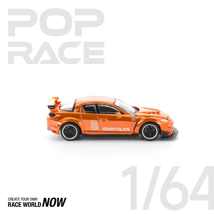 POP RACE 1:64 MAZDA RX-8 RE-AMEMIYA CHROME ORANGE - PRE ORDER