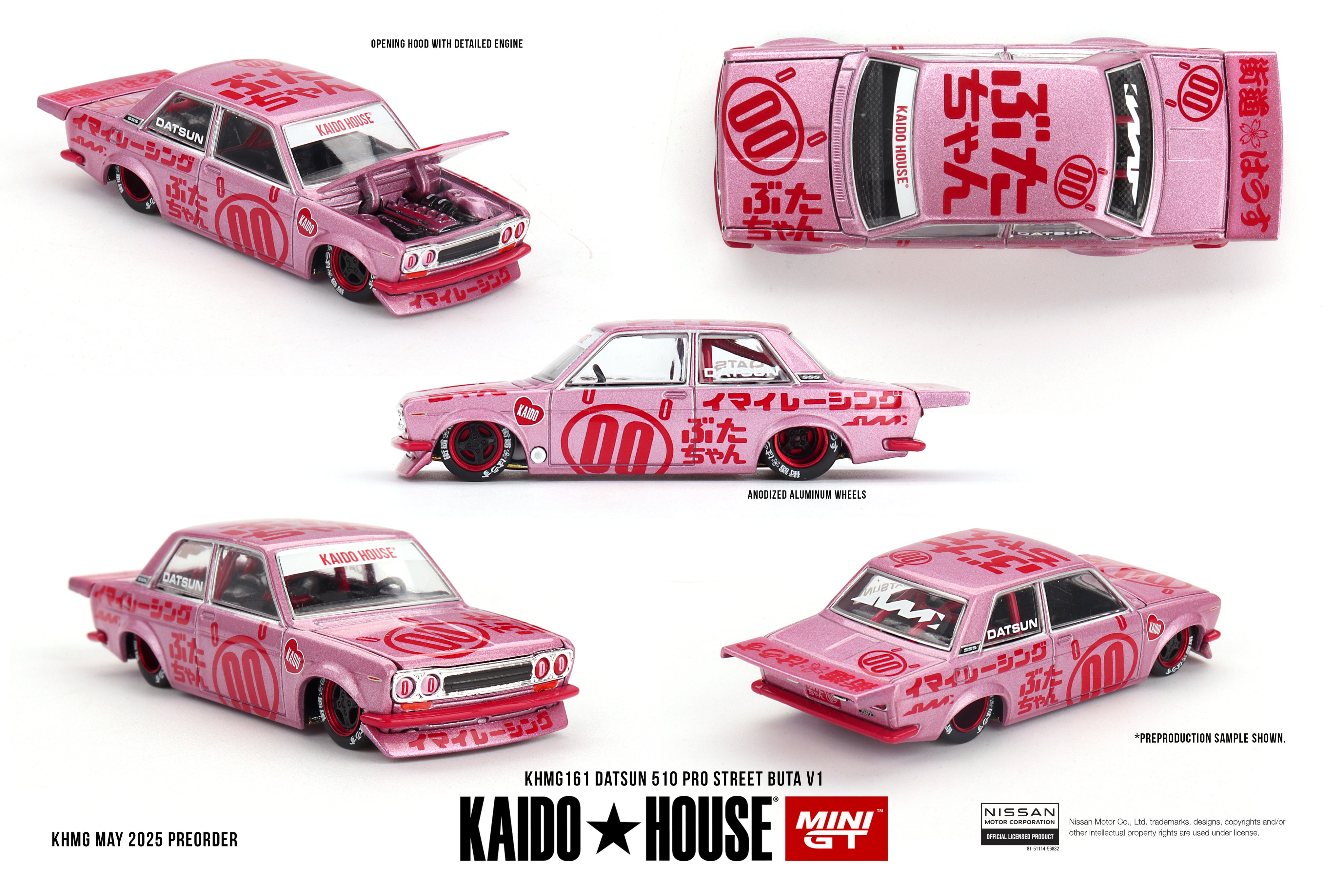 KAIDO HOUSE X MINI GT 1:64 DATSUN 510 PRO STREET BUTA V1 – PINK KHMG161