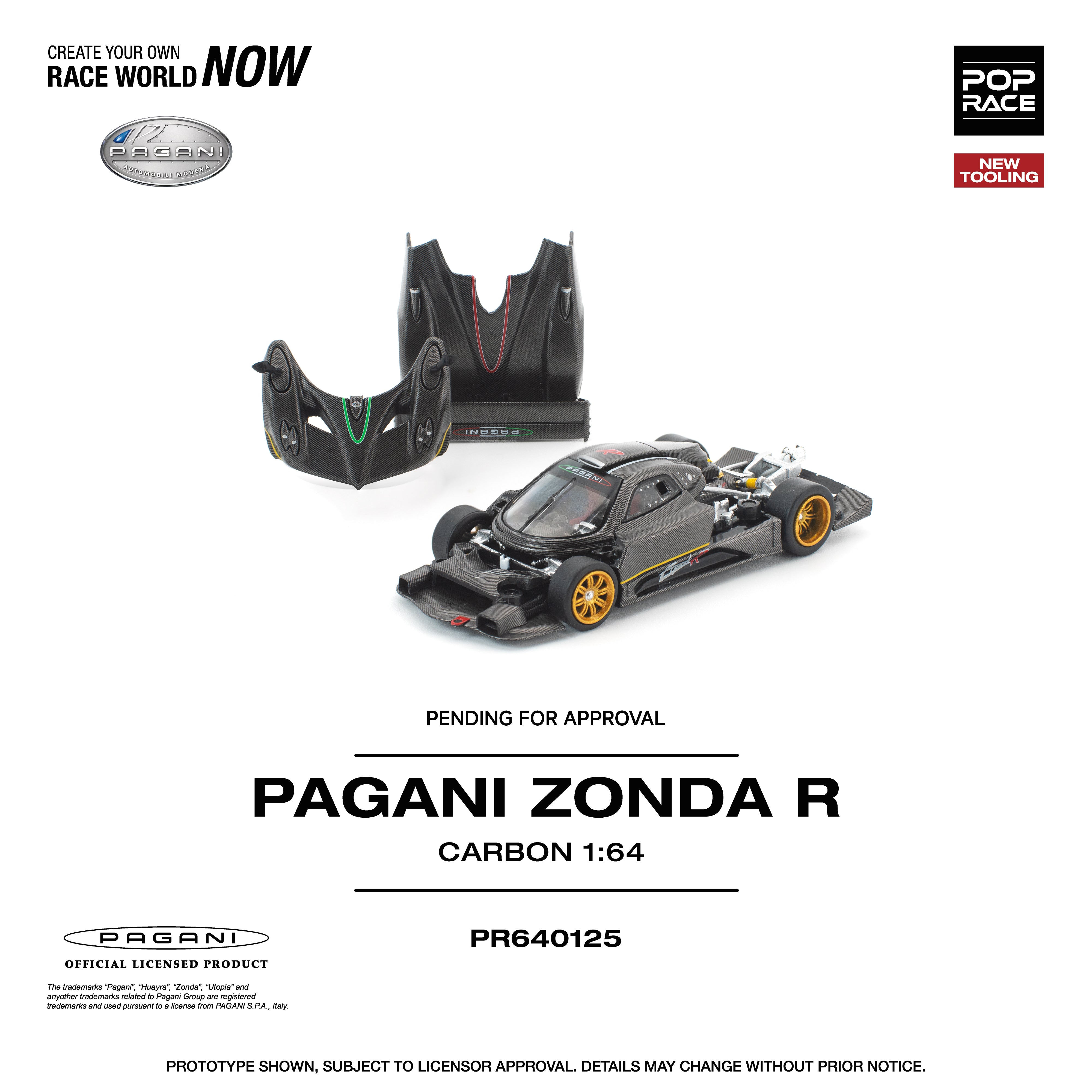 POP RACE 1:64 - PAGANI ZONDA R NEW TOOLING