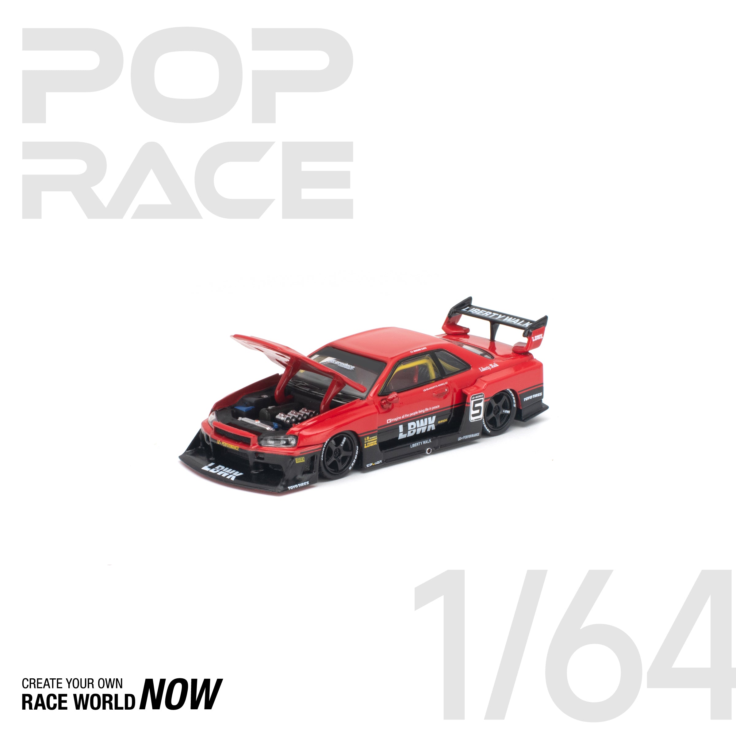 POP RACE 1/64 - LB-ER34 SUPER SILHOUETTE RED NEW TOOLING