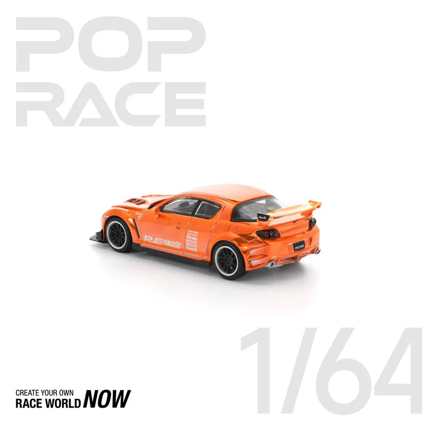 POP RACE 1:64 MAZDA RX-8 RE-AMEMIYA CHROME ORANGE - PRE ORDER