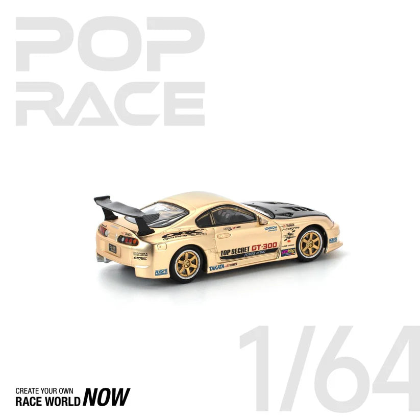 POP RACE 1:64 TOP SECRET GT300 SUPRA CHROME GOLD / CARBON HOOD