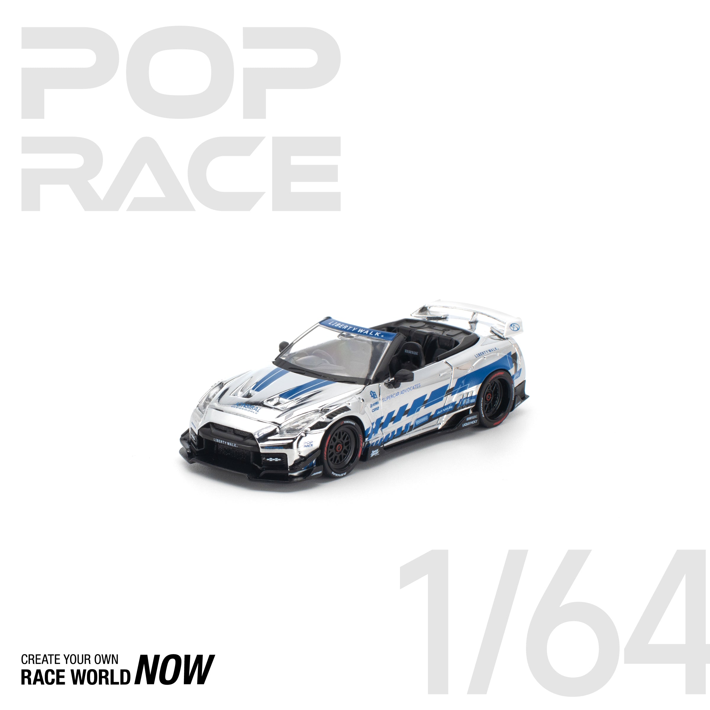 POP RACE 1/64 - LB-WORKS 35GT-R FINAL EDITION SILVER CHROME