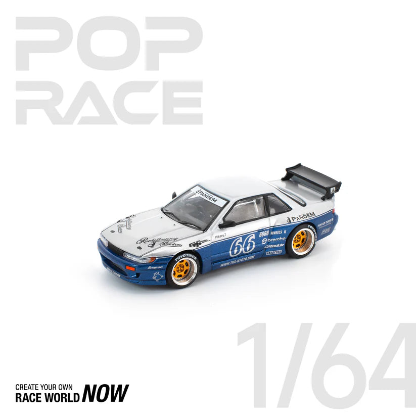 POP RACE 1:64 PANDEM SILVIA S13 MOONTECH BLUE - PRE ORDER