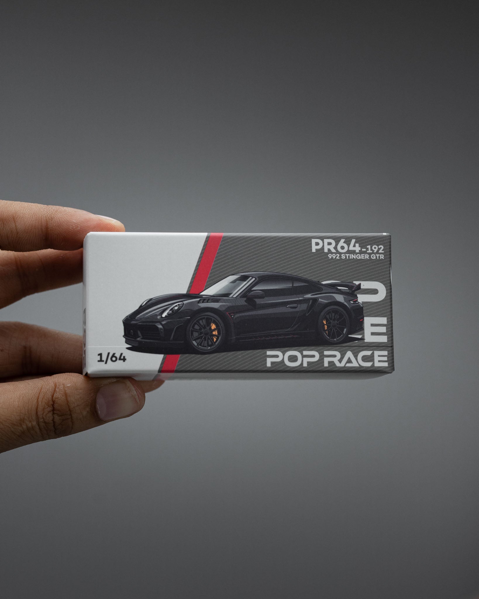 POP RACE 1:64 Porsche Stinger 992 Carbon Edition (Red Line) - PR640192