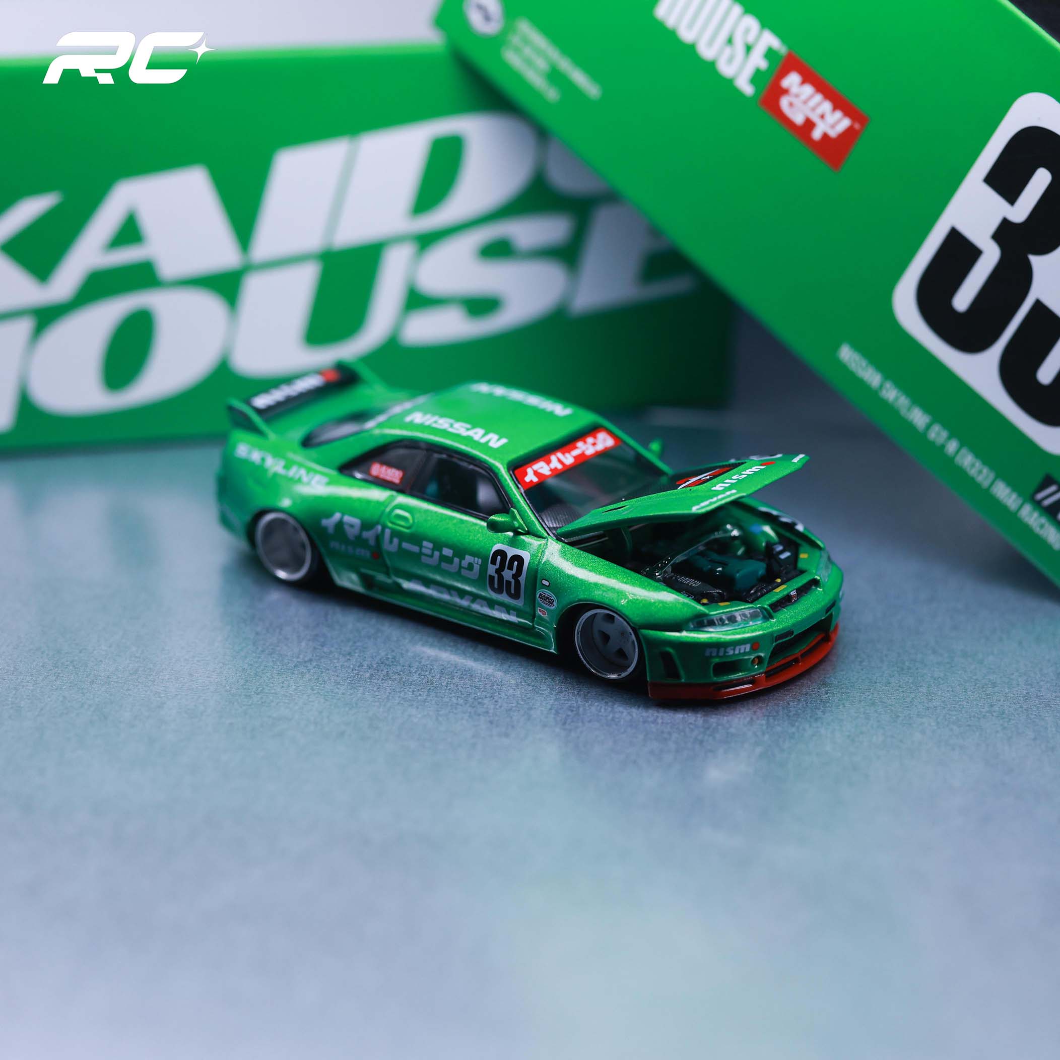 1:64 NISSAN SKYLINE GT-R (R33) IMAI RACING V1 GREEN — KAIDOHOUSE X MINI GT