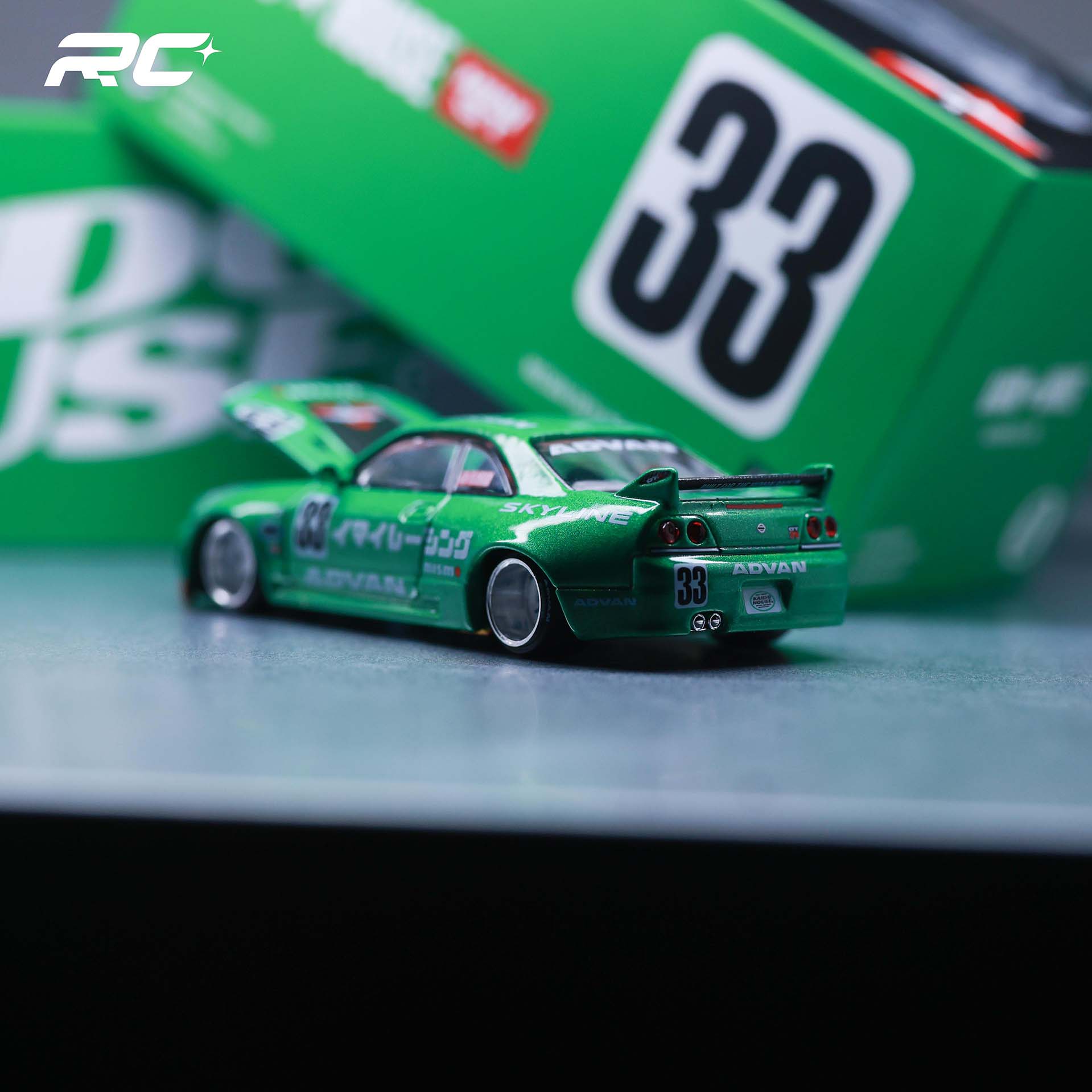 1:64 NISSAN SKYLINE GT-R (R33) IMAI RACING V1 GREEN — KAIDOHOUSE X MINI GT