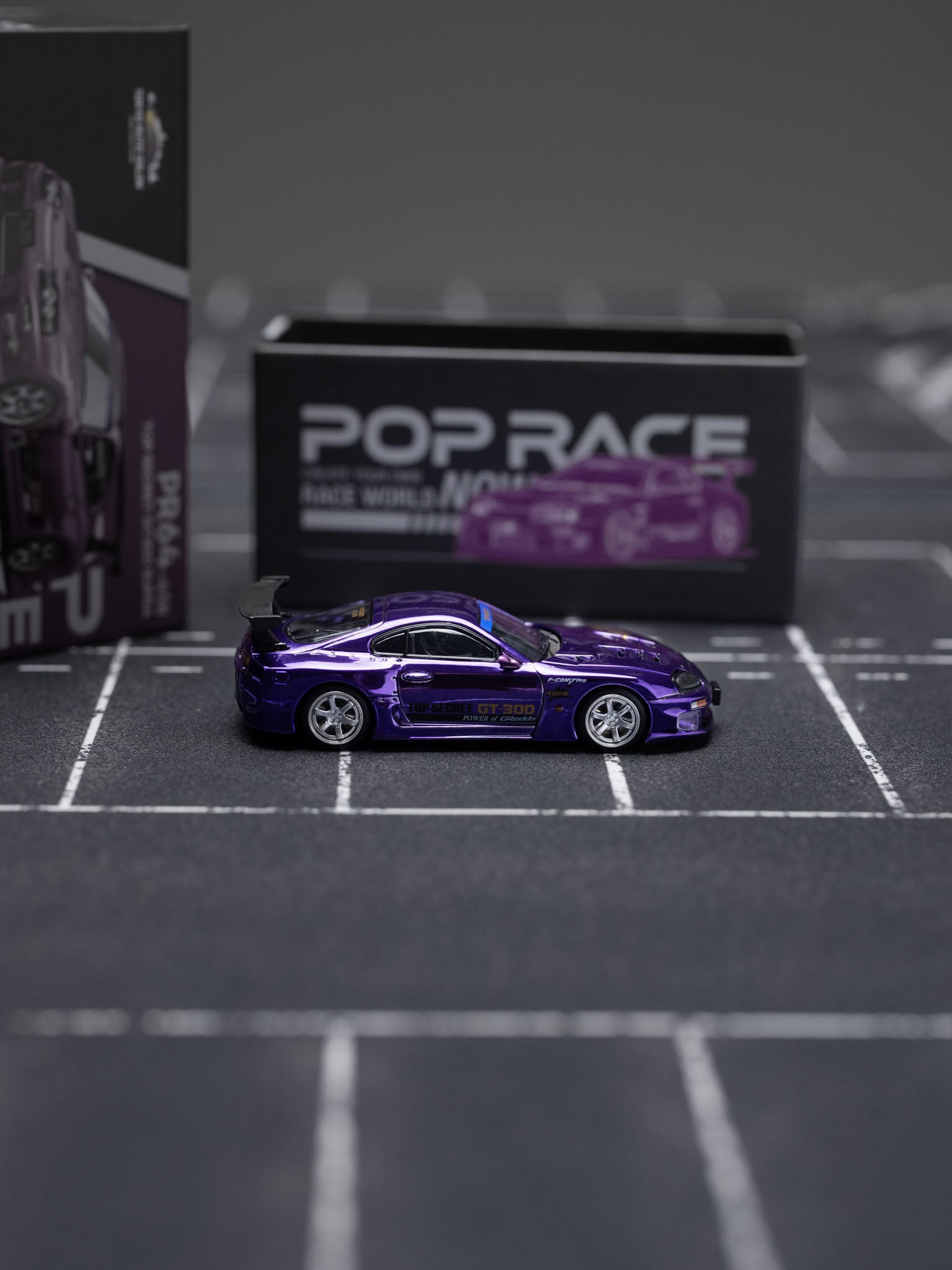 POPRACE 1/64 Top Secret GT300 Supra Purple Chrome Tokyo Auto Salon Hong Kong