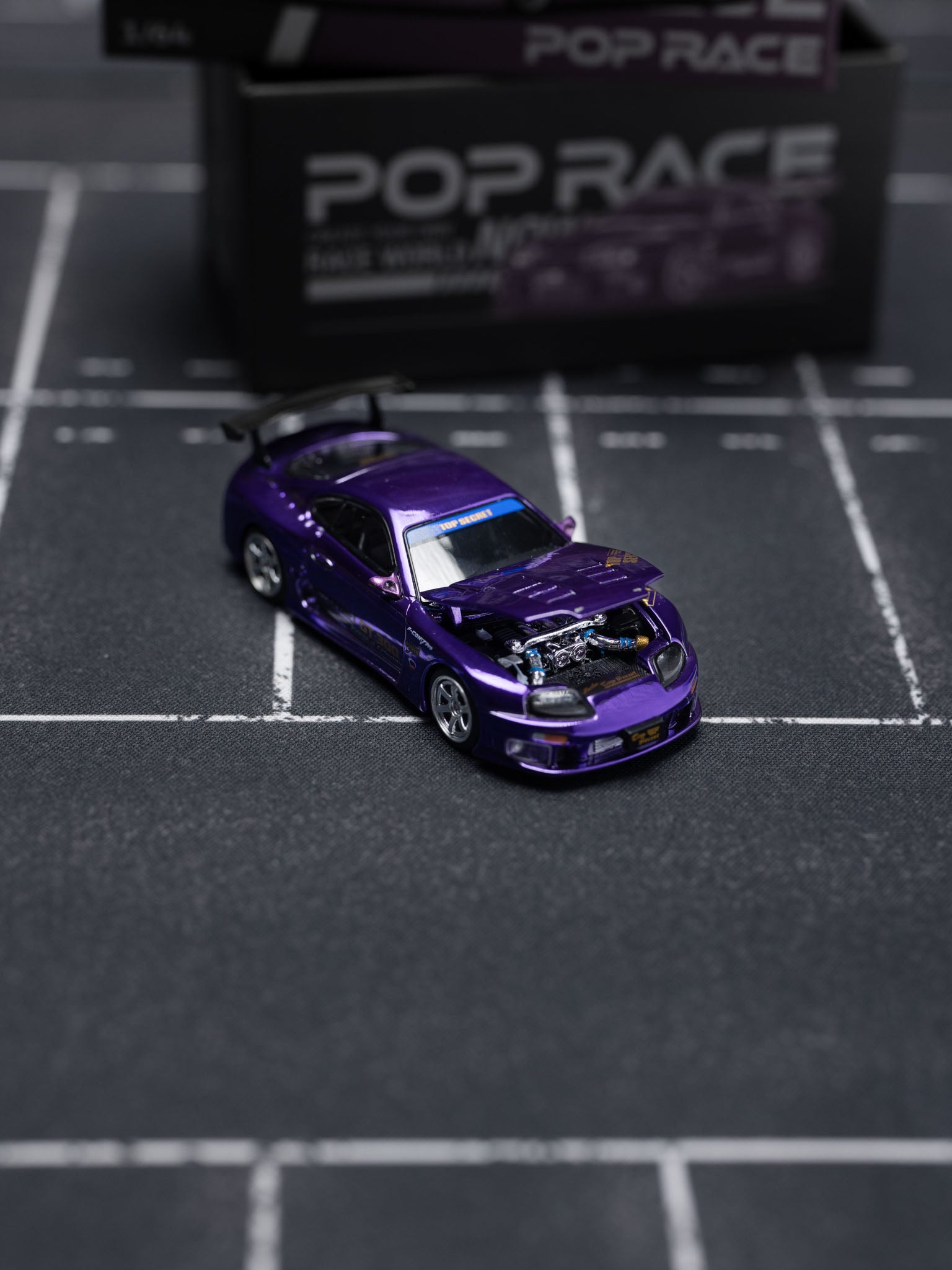 POPRACE 1/64 Top Secret GT300 Supra Purple Chrome Tokyo Auto Salon Hong Kong