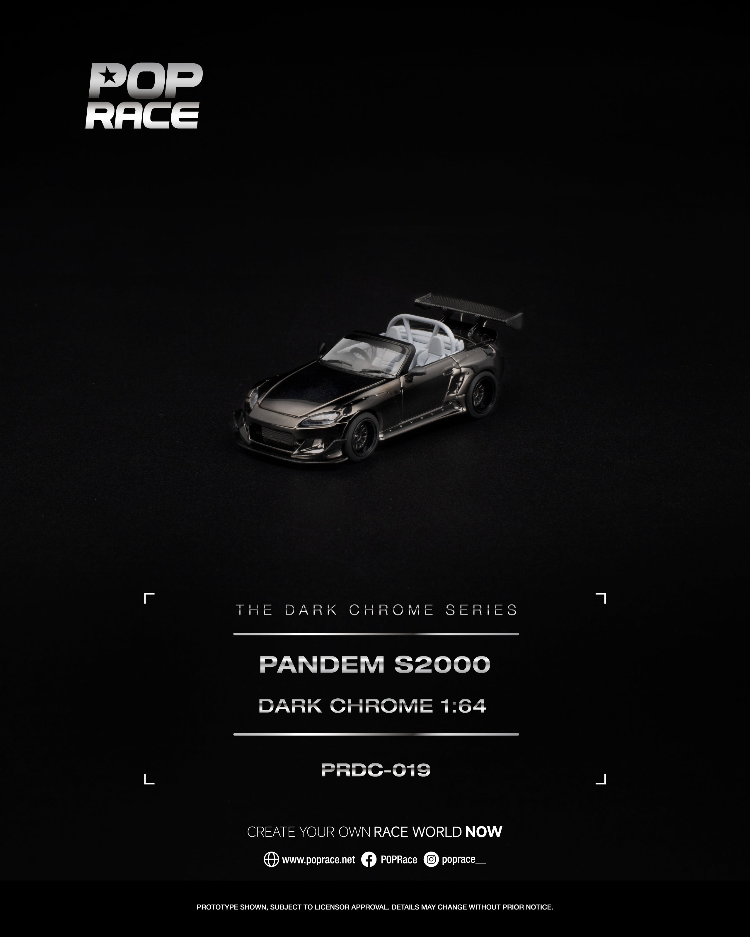 POP RACE 1/64 PANDEM S2000 DARK CHROME