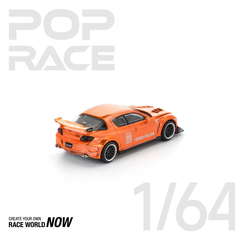 POP RACE 1:64 MAZDA RX-8 RE-AMEMIYA CHROME ORANGE - PRE ORDER
