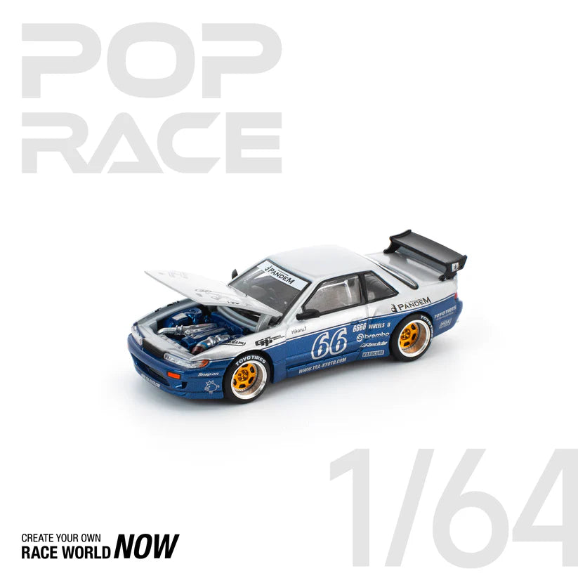 POP RACE 1:64 PANDEM SILVIA S13 MOONTECH BLUE - PRE ORDER
