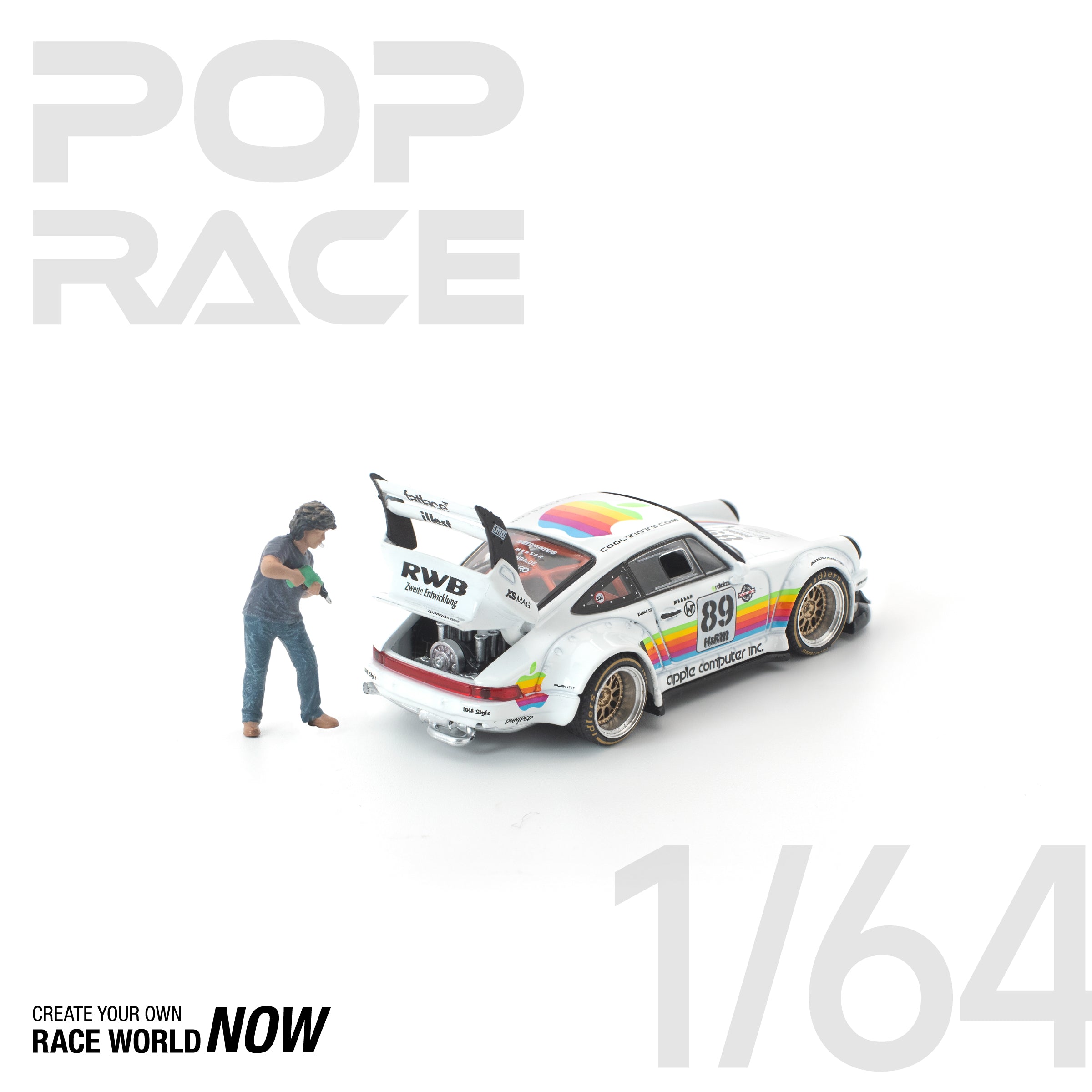 POP RACE 1/64 - RWB 930 APPLE WITH FIGURE