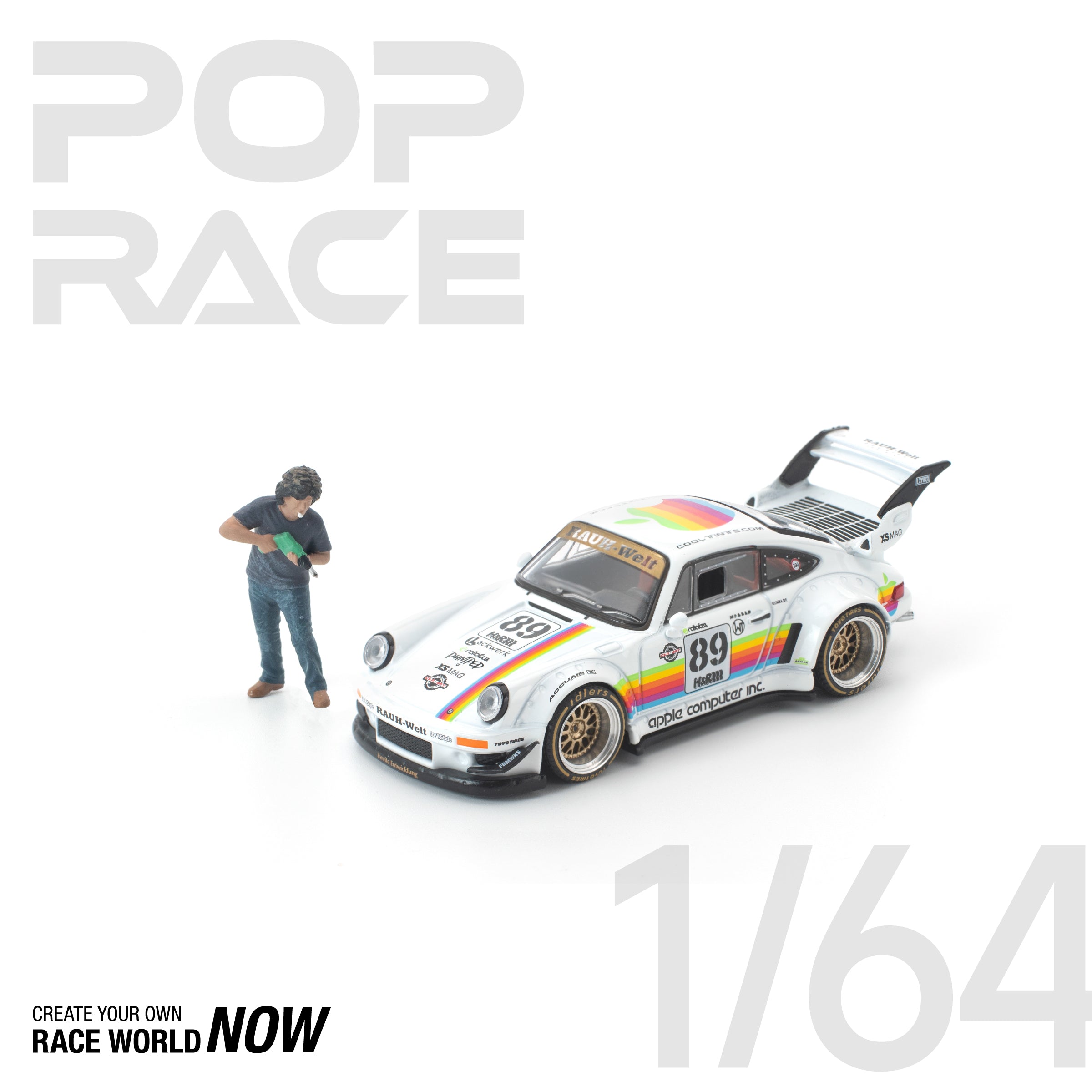 POP RACE 1/64 - RWB 930 APPLE WITH FIGURE