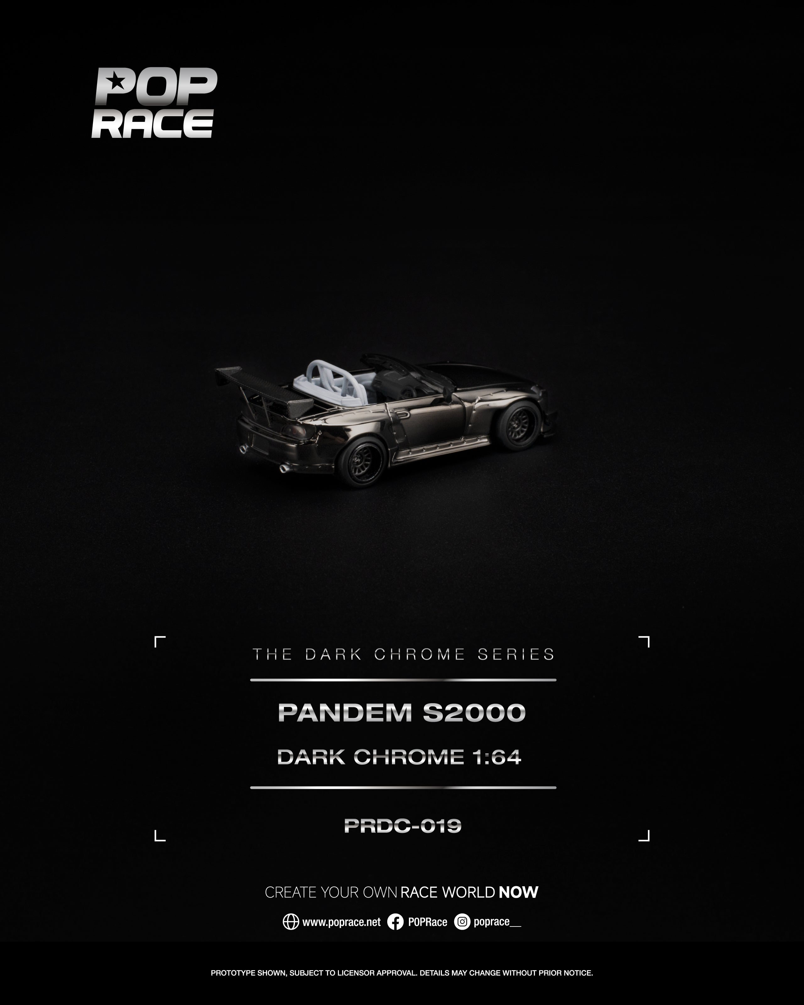POP RACE 1/64 PANDEM S2000 DARK CHROME