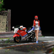 MOREART1:64 HONDA CBR1100XX RED AND WHITE STRETCH MOTORCYCLE DOLL SET RESIN MODEL
