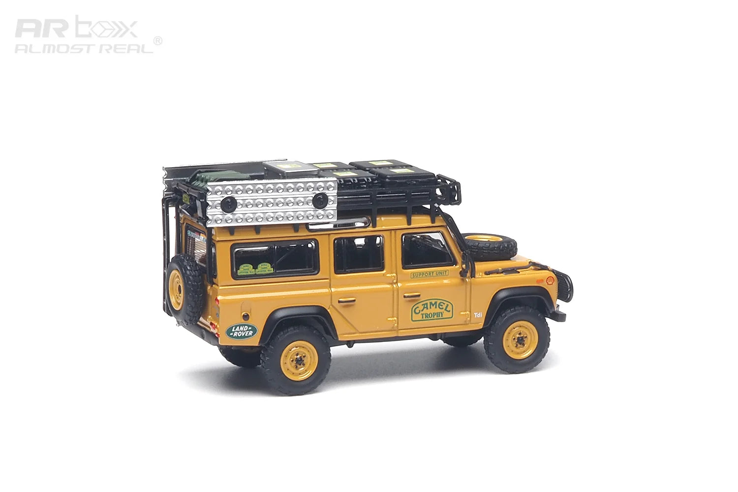  AR BOX 1:64 LAND ROVER DEFENDER 110 "CAMEL TROPHY" SUPPORT UNIT SABAH-MALAYSIA
