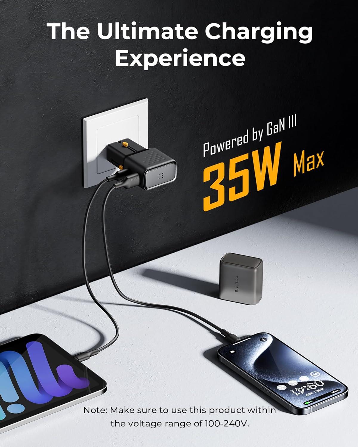 VOLTME EZTRAVEL 35 UNIVERSAL TRAVEL ADAPTER| BLACK