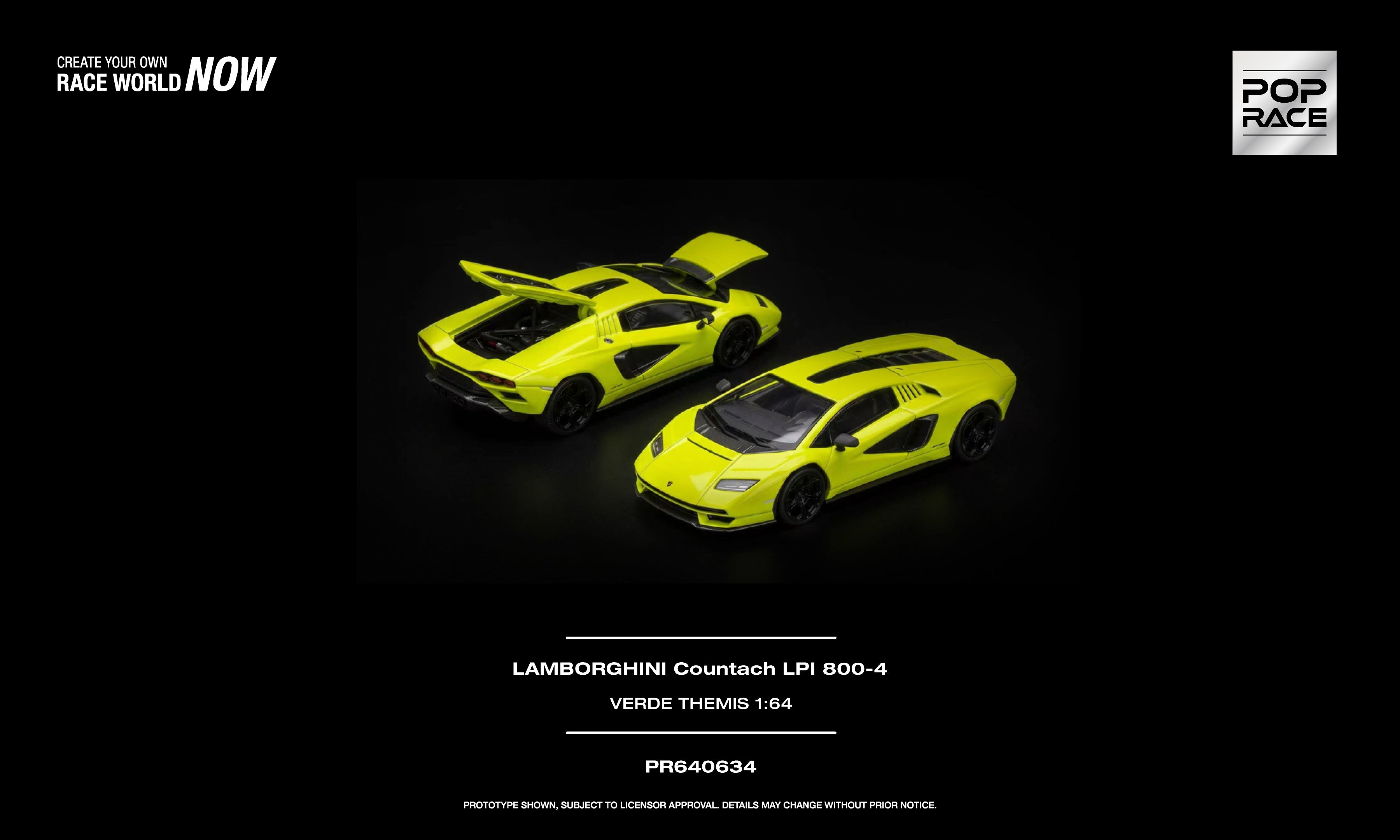 POP RACE 1/64 - LAMBORGHINI COUNTACH LPI 800-4 VERDE THEMIS