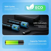 Rechargeable batteries AAA 740mWh
