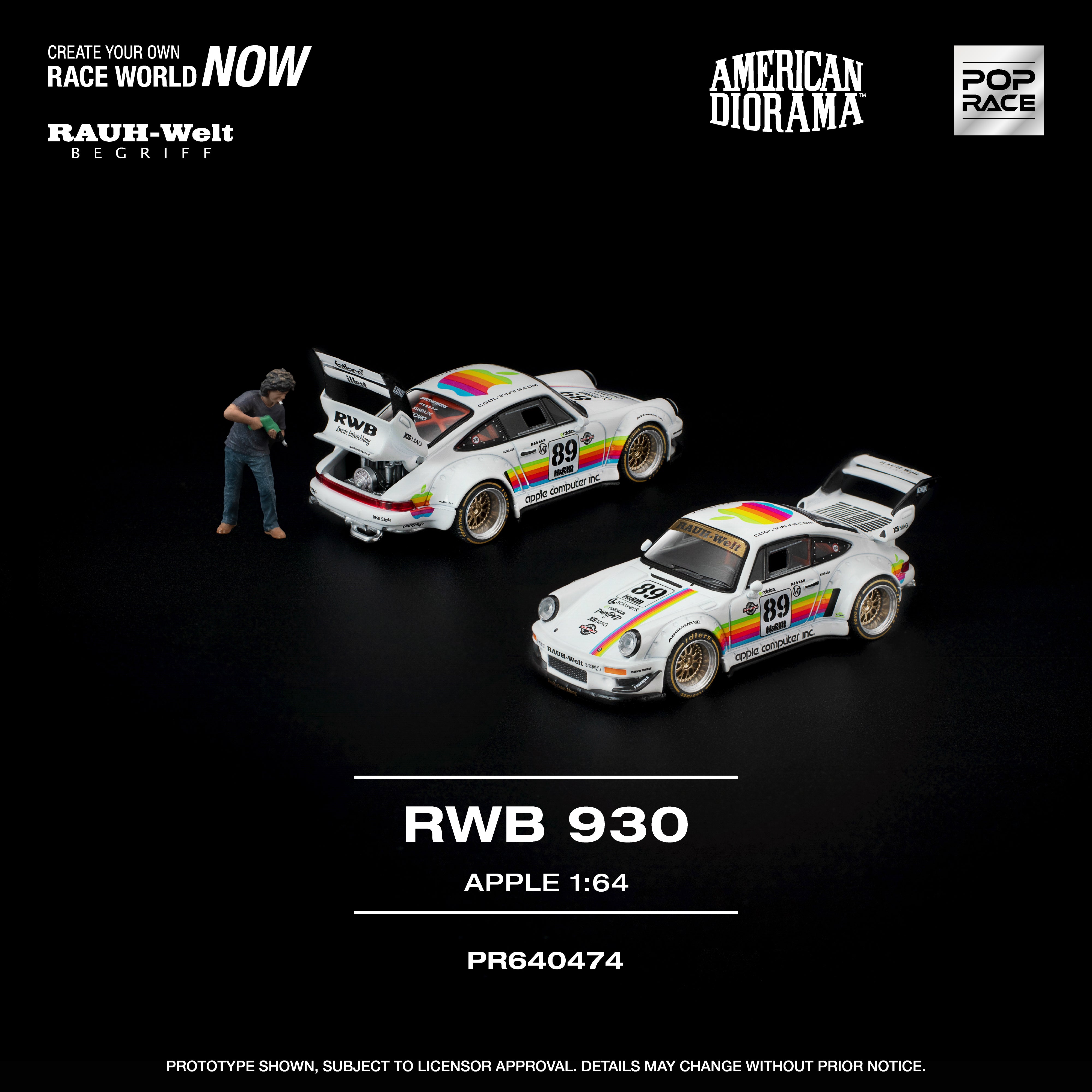 POP RACE 1/64 - RWB 930 APPLE WITH FIGURE