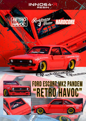 INNO64 - FORD ESCORT MK2 PANDEM "EMOTION" RETRO HAVOC Red / Blue resin