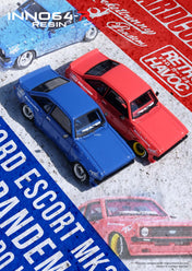 INNO64 - FORD ESCORT MK2 PANDEM "EMOTION" RETRO HAVOC Red / Blue resin