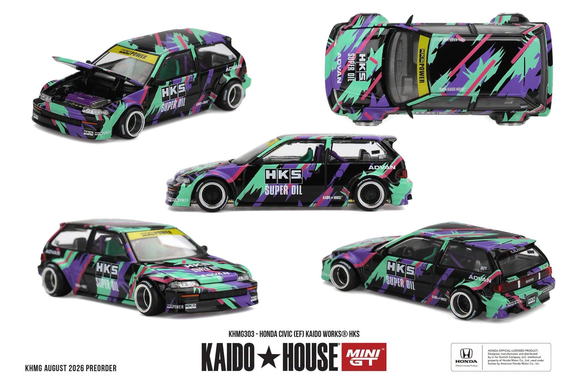 KAIDO HOUSE X MINI GT 1/64 Honda Civic (EF) Kaido Works HKS