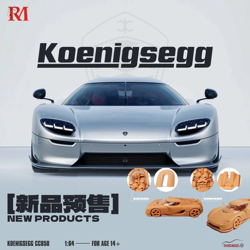 RHINO MODEL RM 1/64 KOENIGSEGG CC850 (MAGNETIC STRUCTURE OF ENGINE HOOD)
