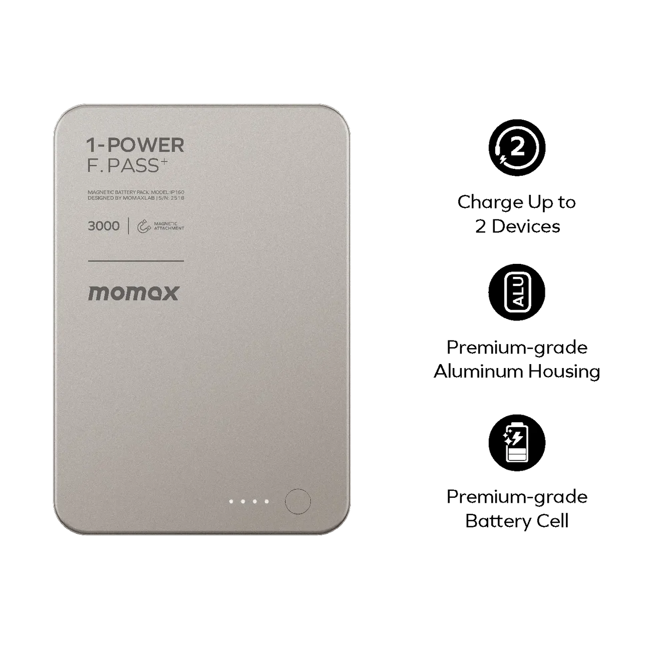 1-Power F.Pass⁺ 3000mAh Magnetic Battery Pack with Built-in Cable