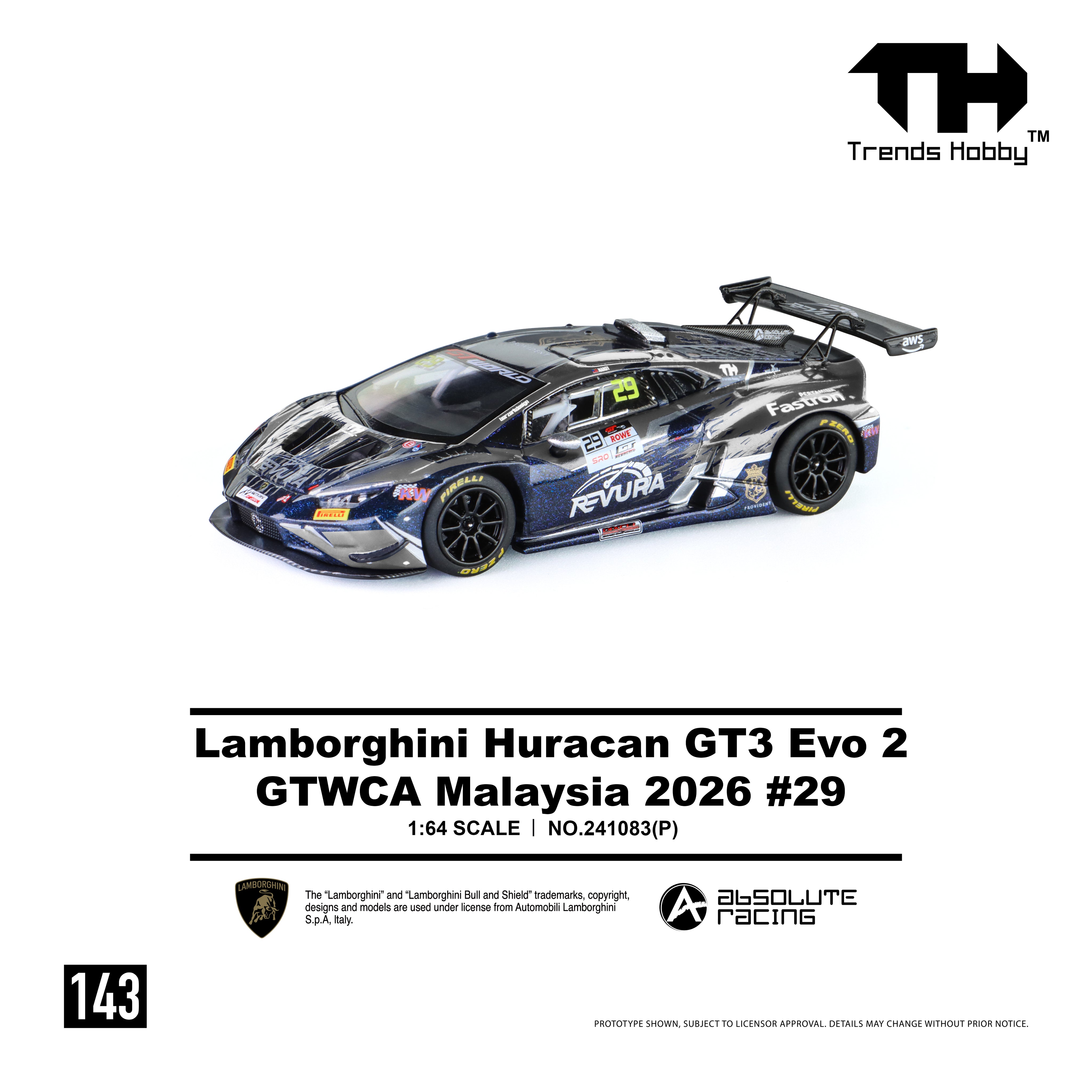 Trends Hobby TH 1/64 Lamborghini  Huracan GT3 EVO2 GT World Challenge Asian Cup GTWCA Malaysia 2026