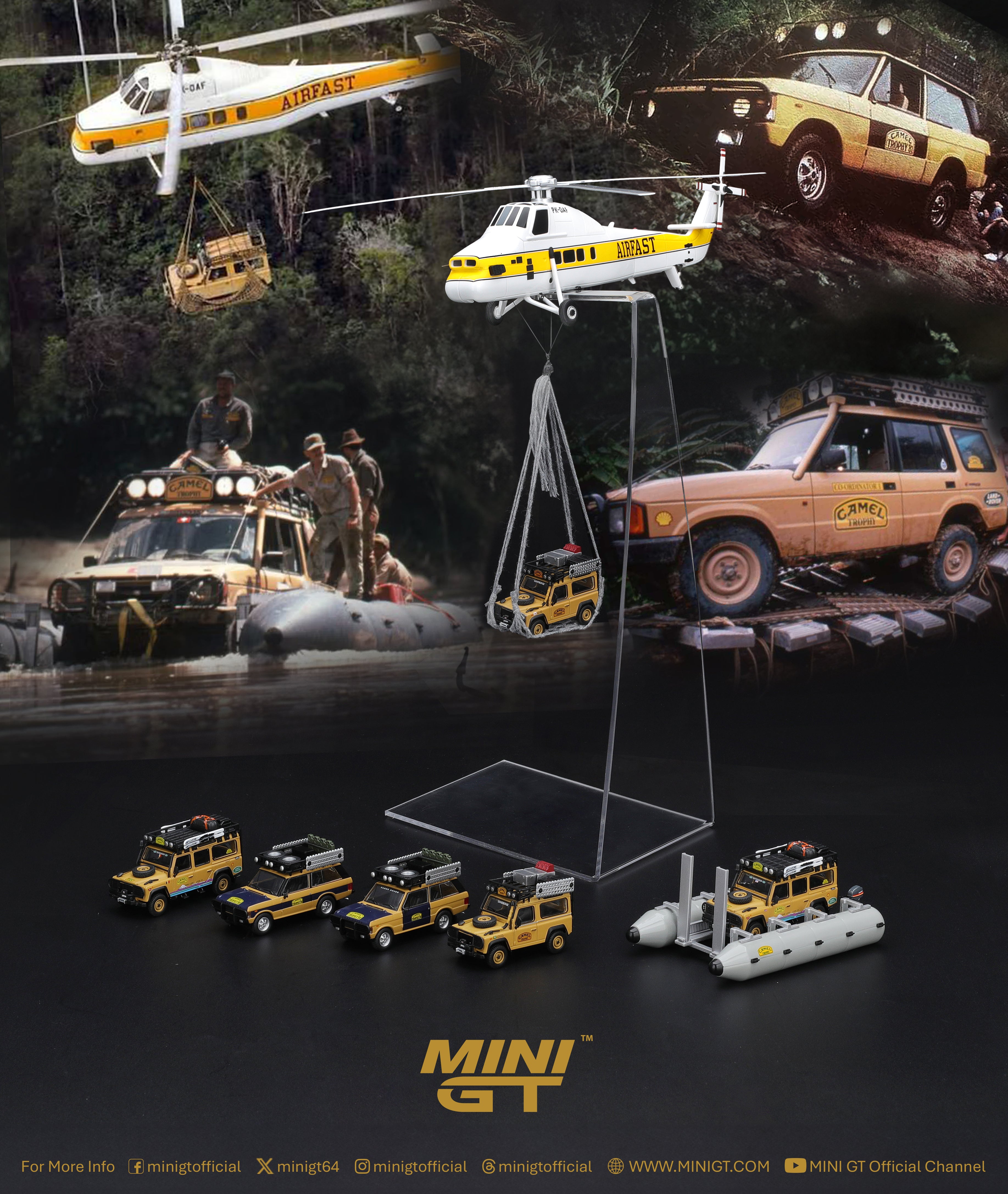 MINIGT 1/64 Land Rover Defender 110 1998  Camel Trophy Tierra del Fuego CT.36 Romania
