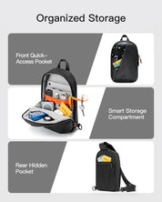 Sling Bag with RFID Blocking, Spacious Crossbody Shoulder Chest Everyday Carry Bag, Water-resistant, FB01003