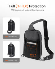 Sling Bag with RFID Blocking, Spacious Crossbody Shoulder Chest Everyday Carry Bag, Water-resistant, FB01003