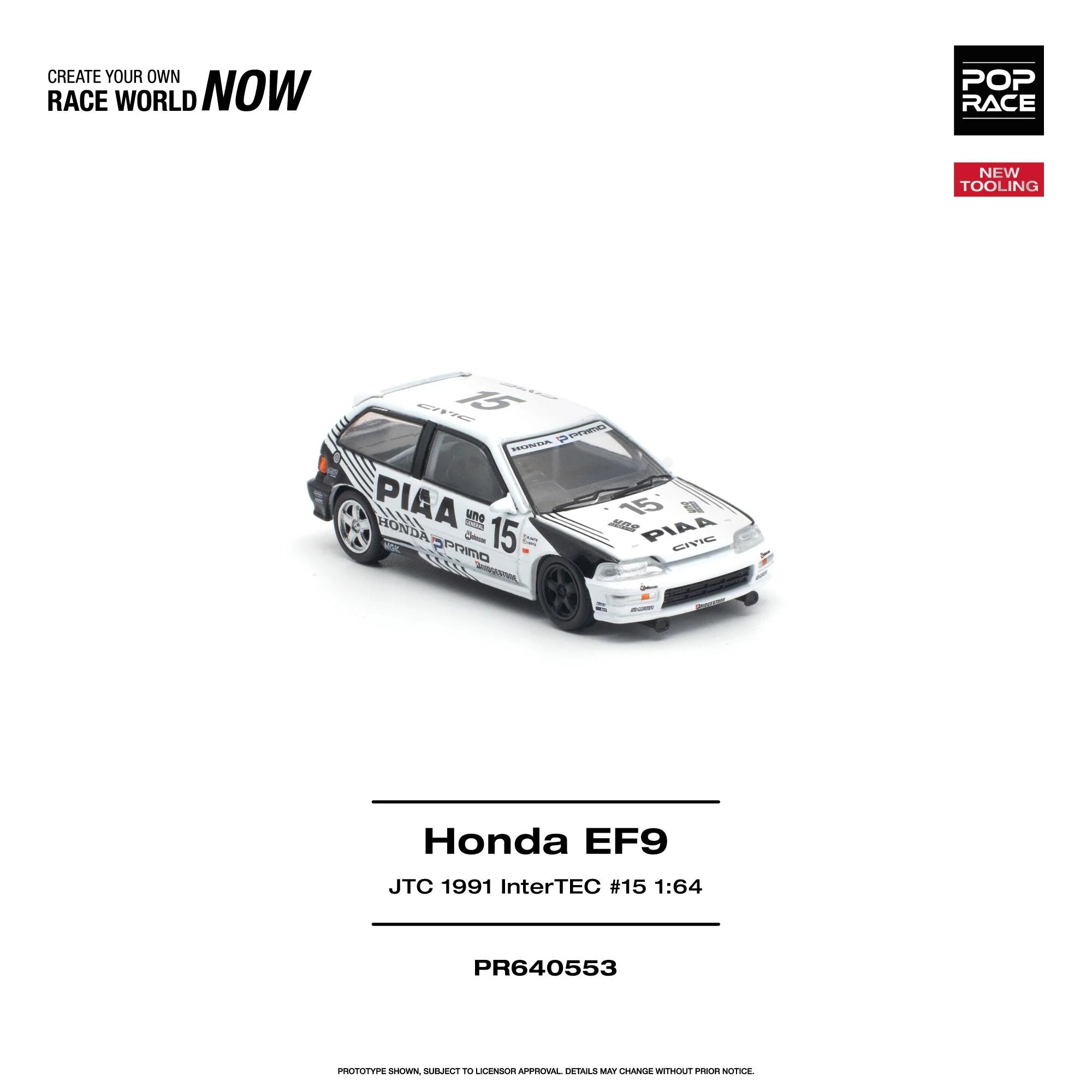 POP RACE 1/64 - HONDA CIVIC (EF9) #15 JTC 1991 InterTEC